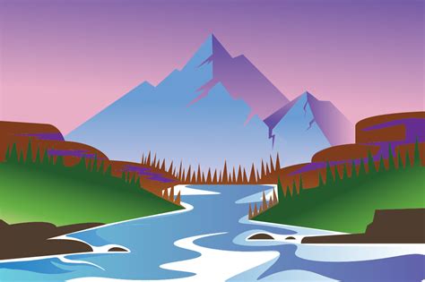 Mountain Landscape Illustration River Na Graphic By Cavuart · Creative