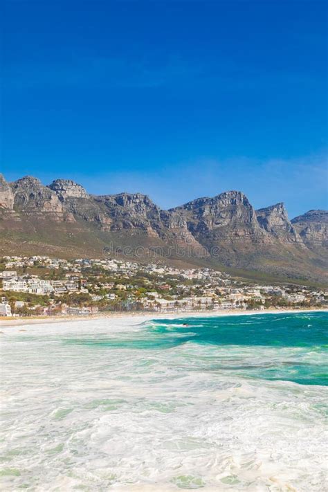 Camps Bay Beach And Table Mountain In Cape Town South Africa Stock