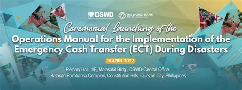 dswd to launch operations manual for emergency cash transfer during disasters drmb