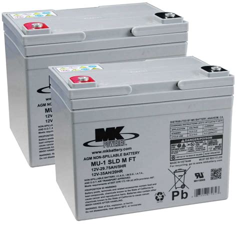 Buy 2 X Mk Power Agm Mobility Scooter Batteries 12v 34ah By Mk Power