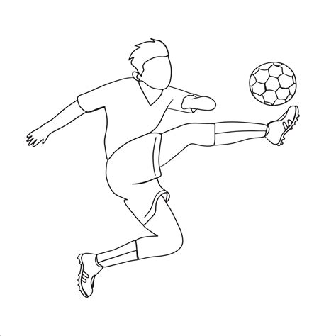 Football Line Art Sport Sketch Soccer Outline Drawing Playing Ball