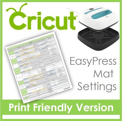 Faqs About Cricut Easypress 2 Free Settings Printable Cricut