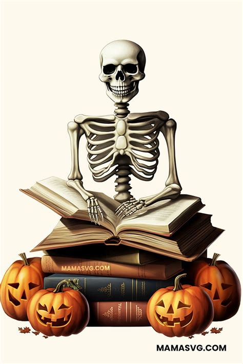 Skeleton With Book Halloween Pumpkin Design Clipart Halloween Cartoons Halloween Clipart