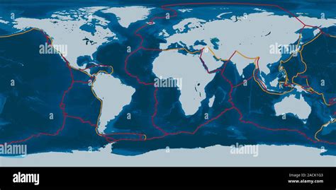 Earths Tectonic Plates Global Map Showing The Boundaries Of The