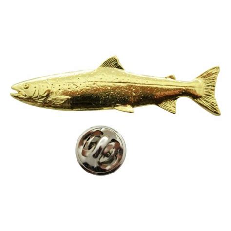 Atlantic Salmon Pin 24k Gold Lapel Pin Ebay