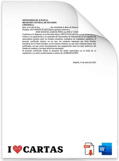 Carta De Antecedentes No Penales Descargar En Word Y PDF
