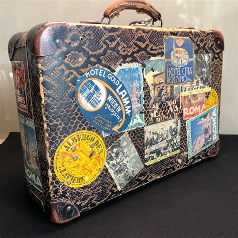 Vintage Cardboard Travel Case Briefcase Python Effect Etsy