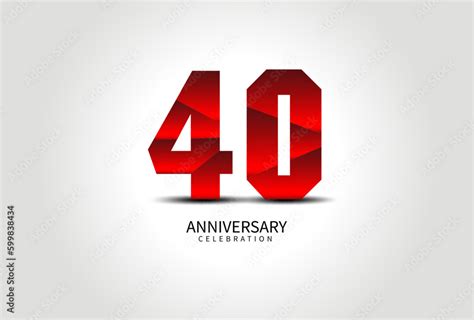 40 Year Anniversary Celebration Logo Red Vector 40 Number Design 40th