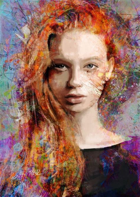 A Beauty Soul Acrylic Painting By Yossi Kotler Abstract Expressionism Portrait Art