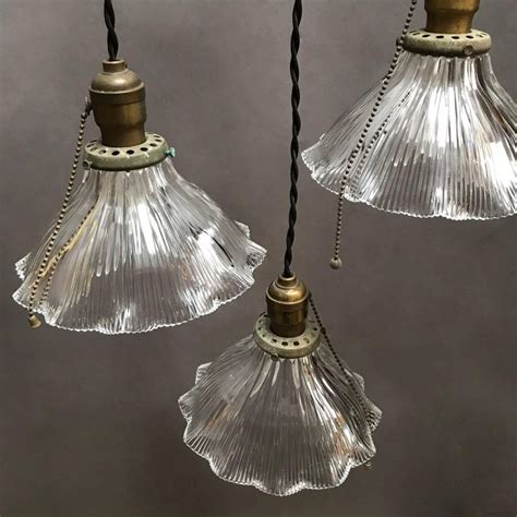 Prismatic Holophane Ruffled Bell Shade Pendant Lights At 1stdibs