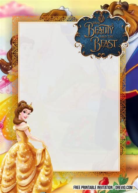 Free Printable Beauty And The Beast Invitation Templates Download