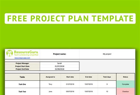 Free Project Plan Template for Excel