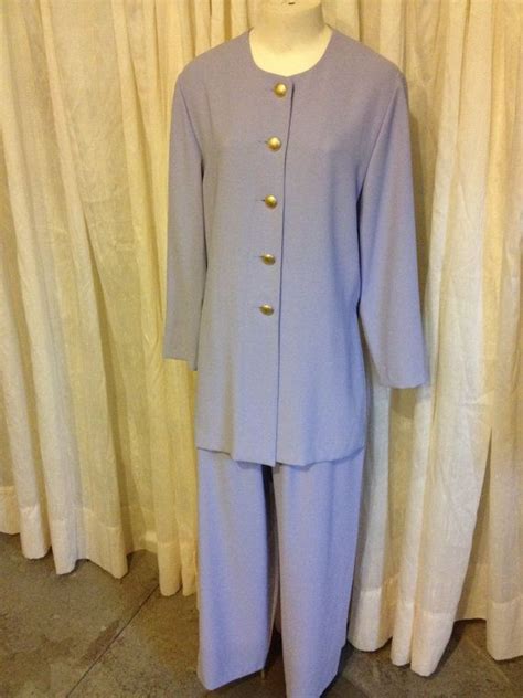 Vintage Rouie Lilac Pant Suit With Metal Weave Buttons Size Etsy