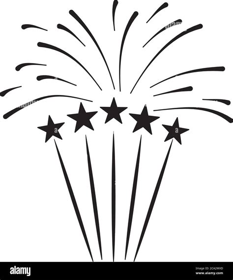 Stars And Firework Burst Over White Background Silhouette Style