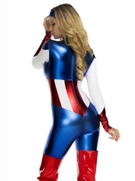 Captain America Super Heroes Bodysuits Sexy Adult Women Cosplay The