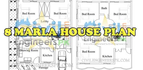 8 Marla House Plans Ground Floor And First Floor Civil Engineers Pk