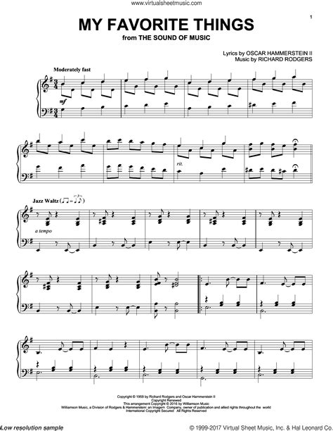 My Favorite Things From The Sound Of Music Sheet Music Intermediate