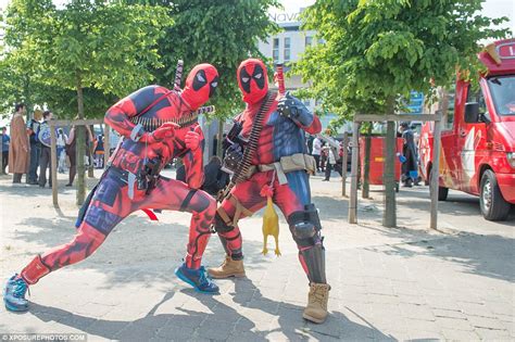 london comic con event sees fans dress as their favourite superheroes daily mail online