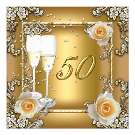 Elegant Gold 50th Wedding Anniversary Party Invitation Zazzle