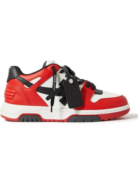 Off White Out Of Office Leather Sneakers Red Off White