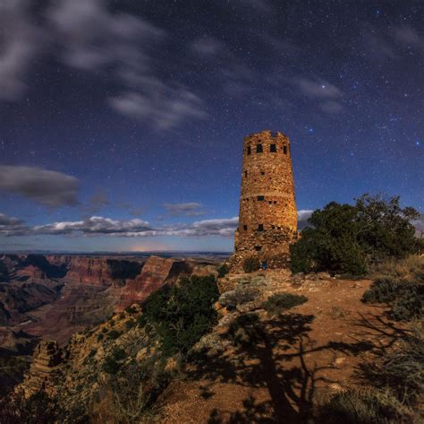 Picture Of The Night Sky Above The Grand Canyon And The Desert View