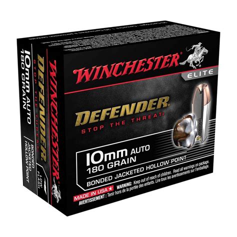 Winchester Defender 10mm Auto 180gr Bjhp Handgun Ammo Ammunition