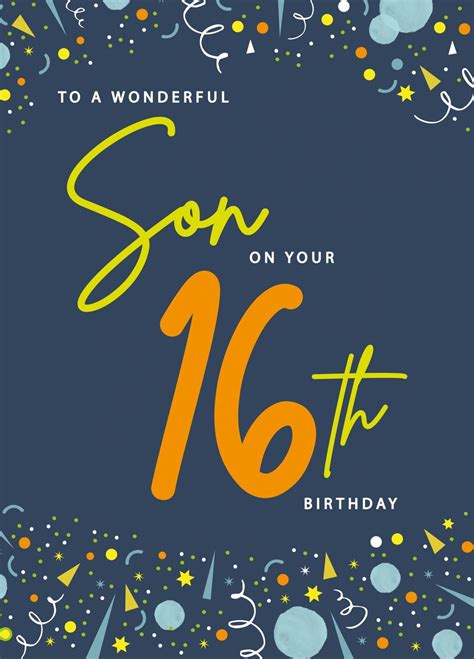 To A Wonderful Son On Your 16th Birthday Card Scribbler