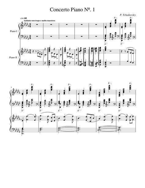 Concerto Nº 1 Piano Full Tchaikovsky Two Pianos Sheet Music For