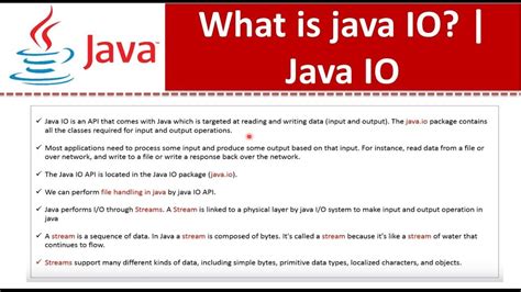 What Is Java Io Java Io Java Tutorial Youtube