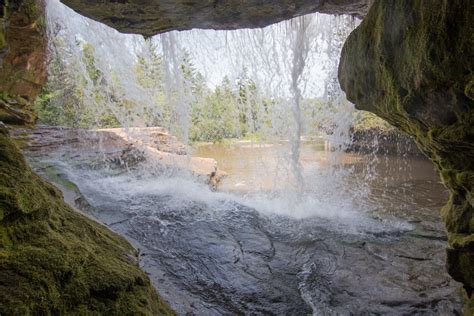 Beneath A Waterfall In The Upper Peninsula Of Michigan Oc 5472x3648