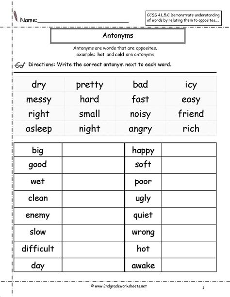 Antonyms Worksheet Readingspellingwriting Pinterest Worksheets