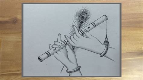 Cool Easy Pencil Drawing How To Draw Flute Of Lord Krishna Youtube