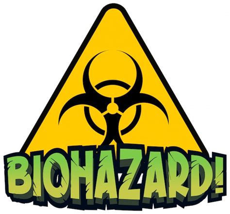 Font Design For Word Biohazard With Yellow Sign Free Vector