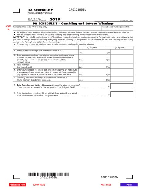 Form Pa 40 Schedule T 2019 Fill Out Sign Online And Download