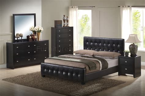 Black Finish Modern Bedroom Set Wqueen Size Bed