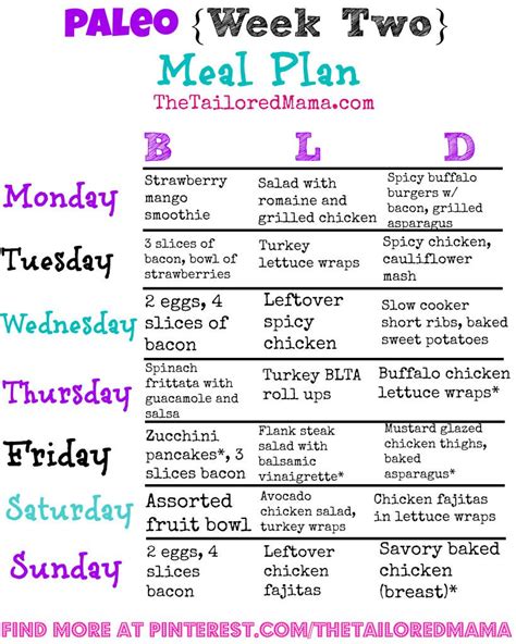 Paleo Week Two Meal Plan This Week Looks So Yummy Great To Pin And