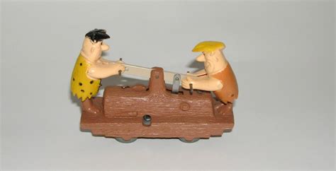 Vintage Marx Fred Barney Flintstone Train Handcar Wind Up Wtrack