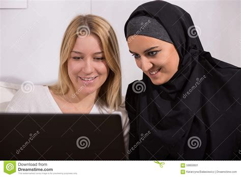 arabic and european women watching stock image image of arab arabic 59850601
