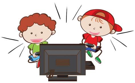 Los Niños Están Jugando Videojuegos Vector Premium