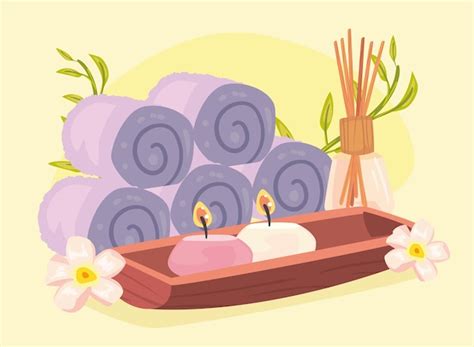 Premium Vector Poster Of Spa With Towels And Candles