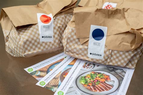 Hello Fresh Meal Kits Packed In Paper Bags Editorial Photography