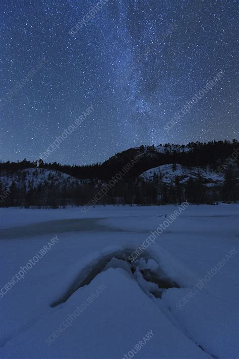 Frozen Lake At Night In Under The Milky Way Stock Image C0407246