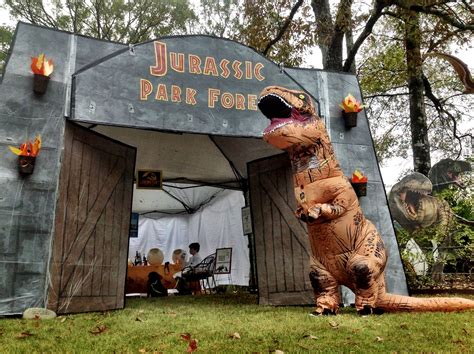 Parkforesthalloween Jurassic Park Theme Halloween Yard Decorations T Rex Costume Gate
