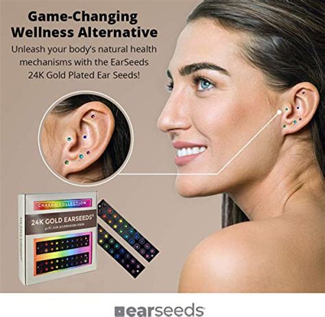 Ear Seeds 24k Gold Rainbow Chakra Colored Swarovski Crystal Earseeds