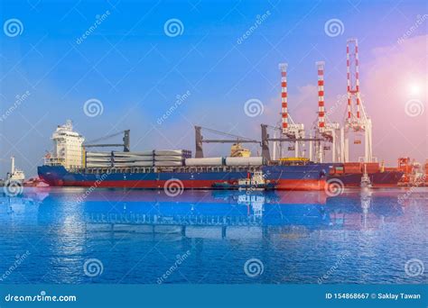 Cargo Ship In The Port Stock Image Image Of Logistics 154868667