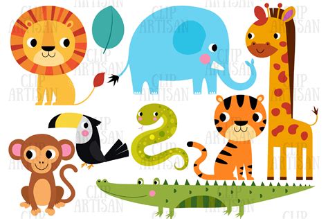 African Animals Clip Art Safari Zoo Graphic By Clipartisan · Creative