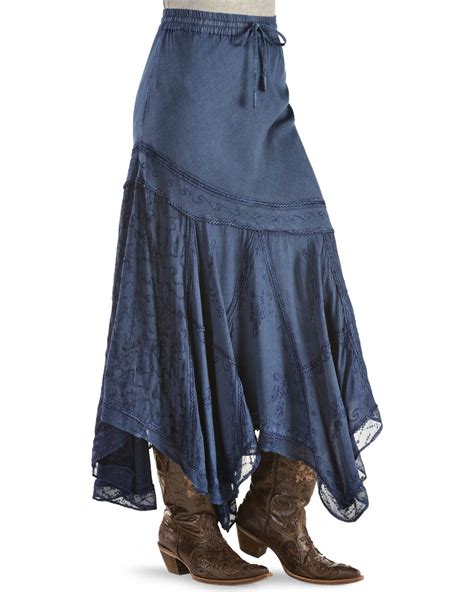 scully diagonal embroidered long skirt blue in 2021 long skirts for women skirt fashion