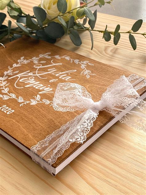 Livre Dor En Bois Pour Mariage Livre Format A4 Etsy