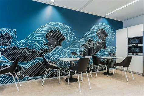 Graphic And Visual Communication In The Office Feature Wall Blue