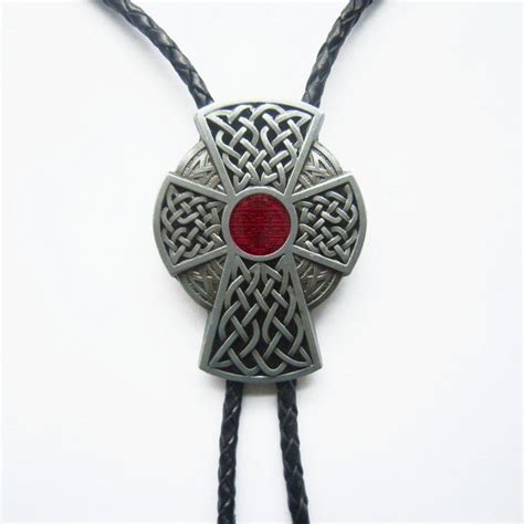 Celtic Red Iron Cross Bolo Tie Yippo Accessories